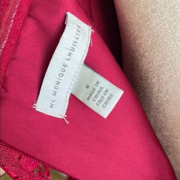 Monique Lhuillier Strapless Red Lace Cocktail Mini Dress | 6 - Picture 7 of 8